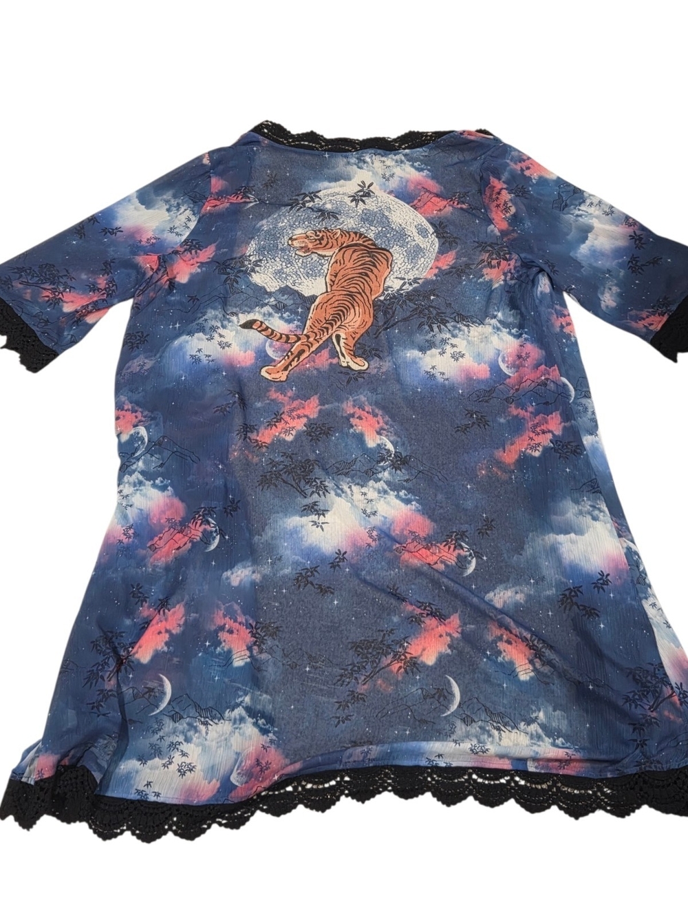 torrid Light Blue Floral Lace-Trim Kimono